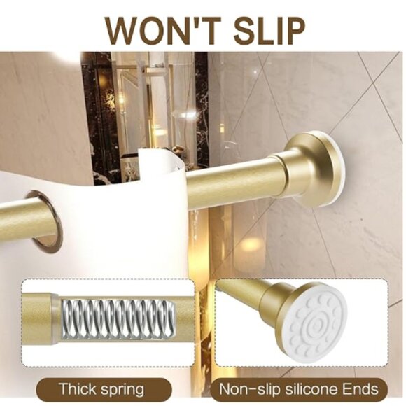 Shower Curtain Rod 31 - 74" , 1" Diameter Adjustable Gold Spring Tension No rust - Picture 3 of 8